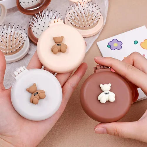 Cute Lovely Cartoon Mini Mirror Comb Brush