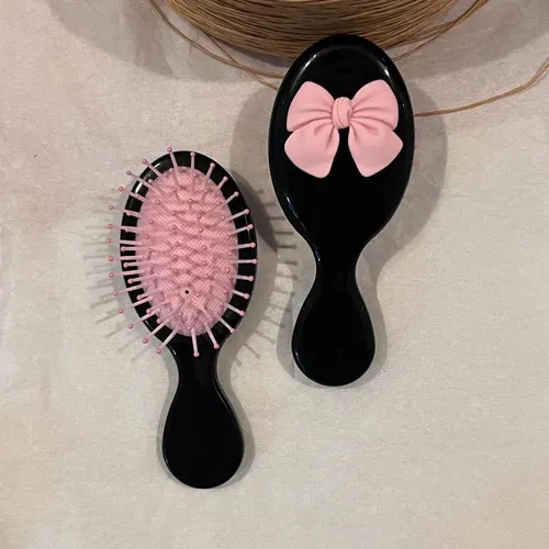 Black Pink Bow Hair Comb 