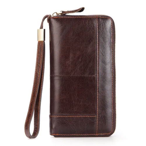 Genuine Leather Men’s Business Long Wallet