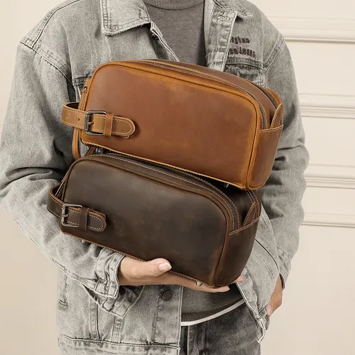 Genuine Leather Cowhide Travel Business Handbag – Cowhide Storage Bag, Retro Style