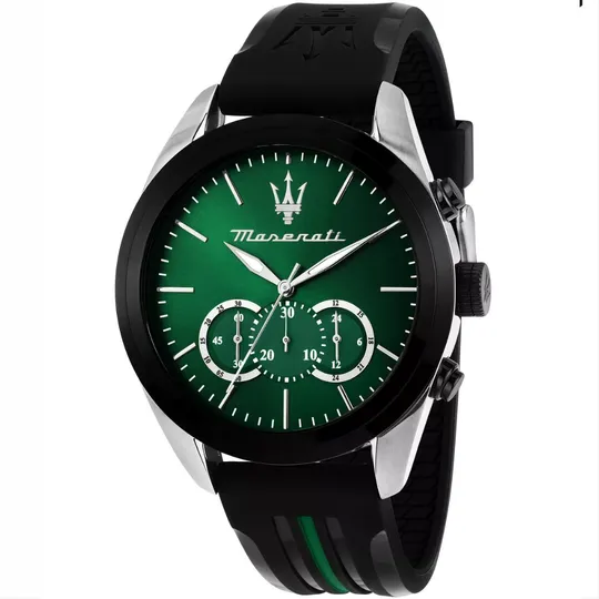 Maserati Traguardo Collection Men's Watch Black & Green Strap