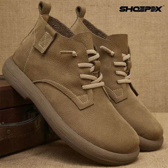 Shoepex Genuine Cowhide Outdoor Men's Casual Shoes | Rubber Sole, Medium Heel, Round Toe Comfort Footwear