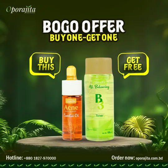 Buy Oporajita Acne Defence Essential Oil 20ml, Get Oporajita All Balancing B3 Toner 100ml Free (BOGO)
