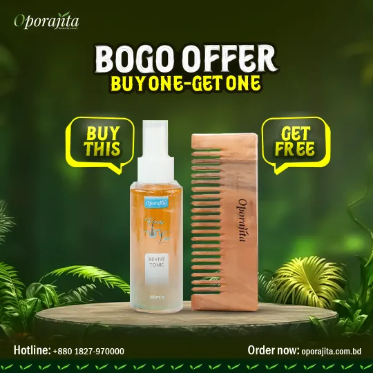 Buy Oporajita Hair Loss Revive Tonic 100ml, Get Oporajita Green Aura Natural Wooden Hair Comb (BOGO)