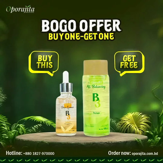 Buy Oporajita Skin Essence B3 Serum Niacinamide 10% Zinc 1% 30ml, Get Oporajita All Balancing B3 Toner 100ml (BOGO)