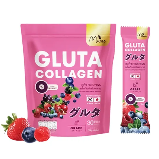 Manee Gluta Collagen Dietary Supplement Grape extract 30 Sachets (300g)