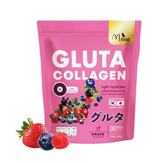 Manee Gluta Collagen Dietary Supplement Grape extract 30 Sachets (300g)