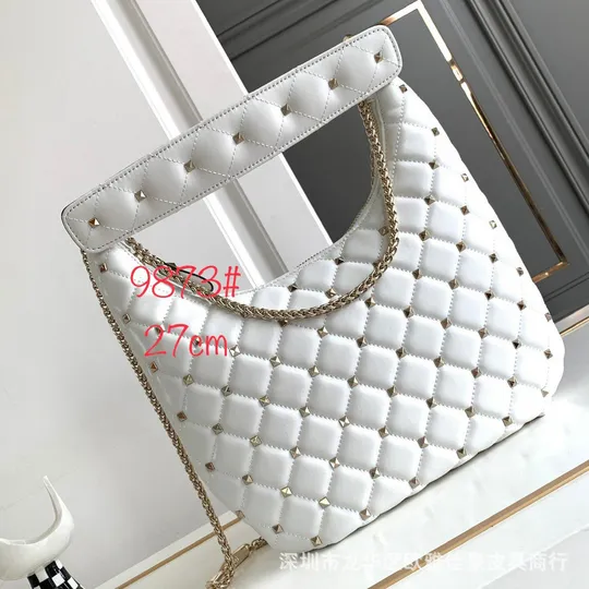 Genuine Leather Rivet Shoulder Bag