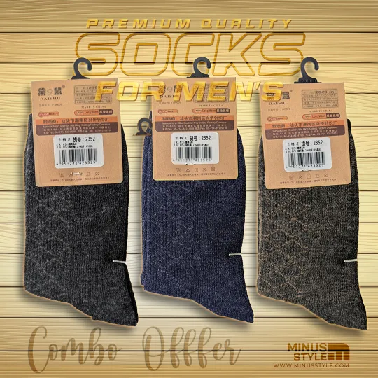 3 Socks Combo - Black, Blue, Brown