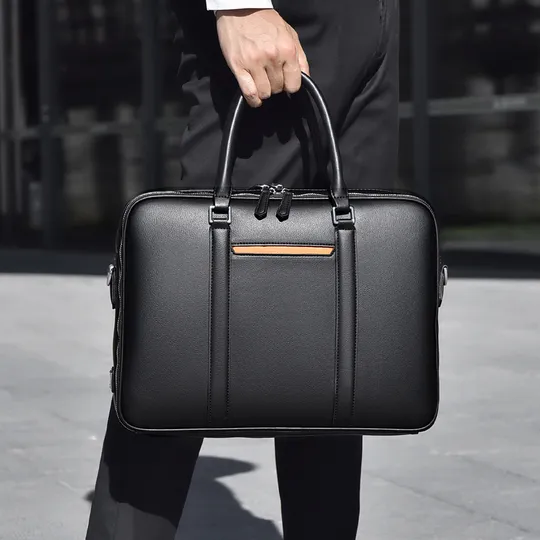 Men’s Business Briefcase – Large Capacity Leather Laptop Bag, High-End Waterproof Multifunctional Handbag