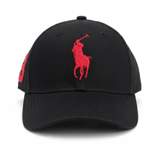 Polo Ralph Lauren Black Cap – Red Embroidered Logo