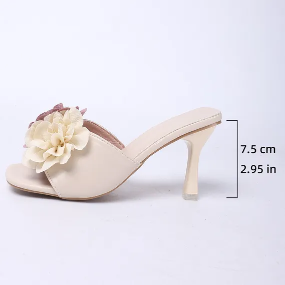 FRENCH STYLE WITH SKIRT HIGH HEEL SLIPPERS GB-3375