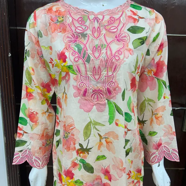Original Pakistani Textured Lawn with Farshi Salwar. Brand: Sahiba's By Mirza 