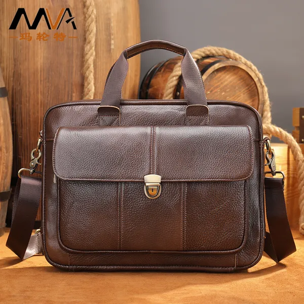  MEN'S BUSINESS BAG GENUINE LEATHER HANDBAG LAPTOP BAG 