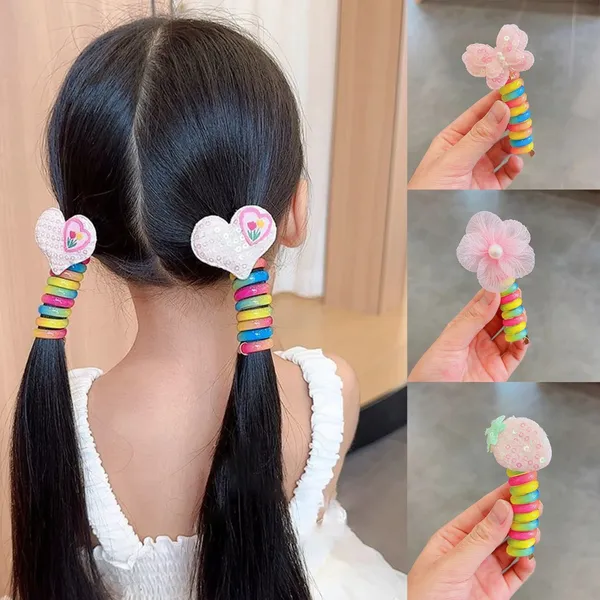 Ponytail Holder Colorful Elastic Spiral Hair Bands for kids (2 pc)