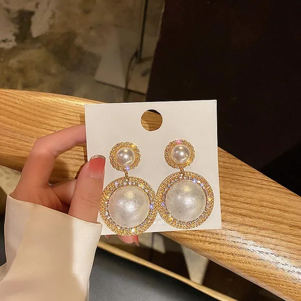 Korean Fashion Crystal Round Dangle Earrings