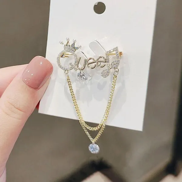 Rhinestone Queen Letter Brooch / Pin
