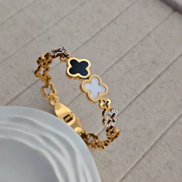 Trendy Four Leaf Clover Bangle Bracelet 