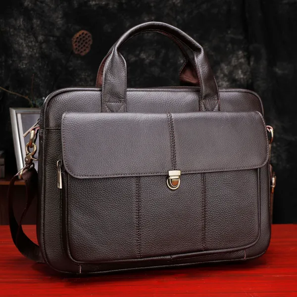 Genuine Leather Men’s Business Laptop Bag