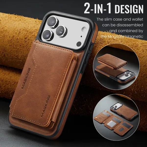 iPhone 17 Pro Max Magnetic Phone Case – Wireless Charging, Anti-Theft Card Wallet