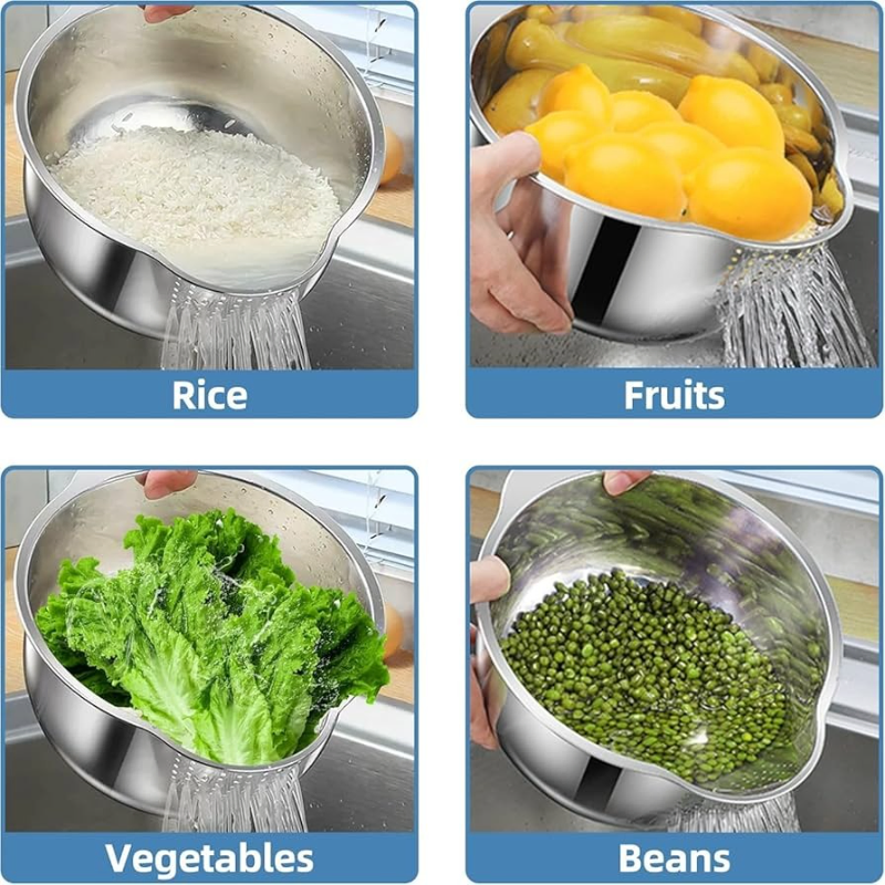 Stainless Steel Rice Washing Filter Strainer Basket - Shopnest BD