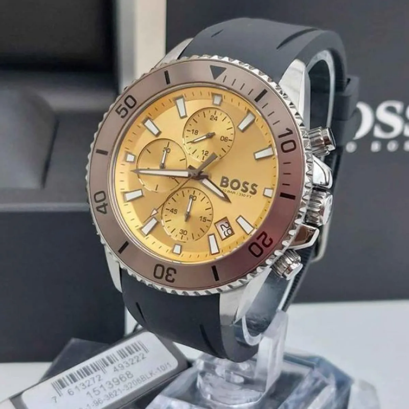 Hugo Boss Admiral Yellow Dial Black Rubber Silicone Strap Watch - Elite ...