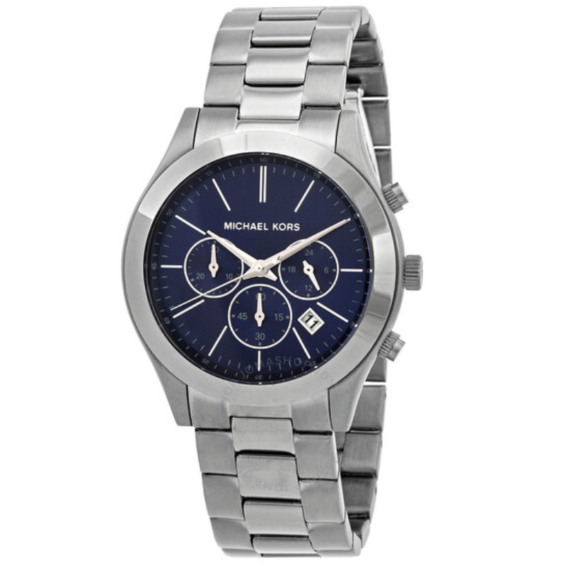 Michael Kors Men’s Quartz Grey Stainless Steel Blue Dial Watch - Elite Club