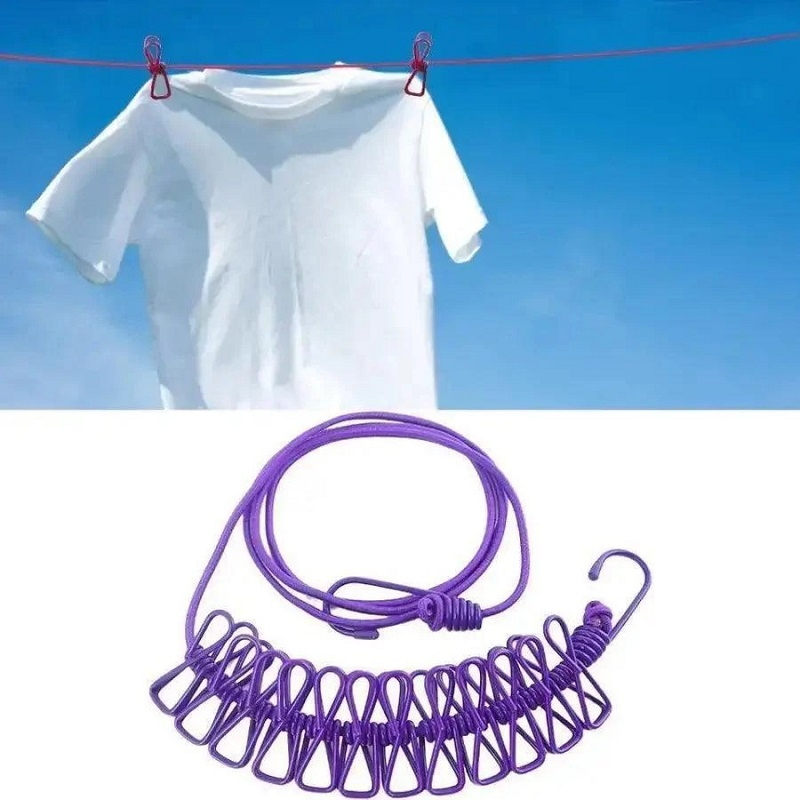 Cloth Drying Rope with 12 Clips - Rivon Online Shop